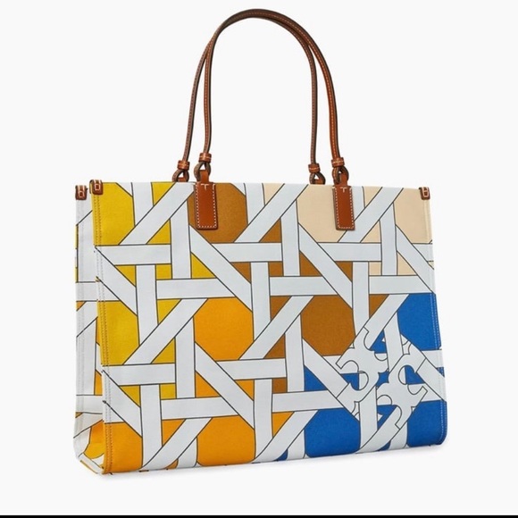 Tory Burch Ella Canvas Basketweave Tote Bag - NWT - Picture 3 of 9